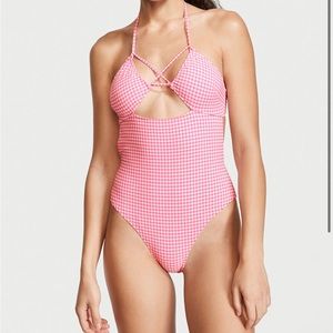 Victoria’s Secret Pink Gingham Cutout One Piece Swim